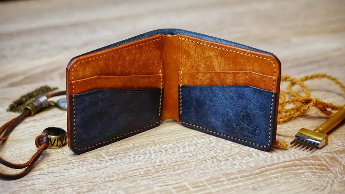 Wings 2 - Bi-fold Wallet, Navy & Cognac, photo 2