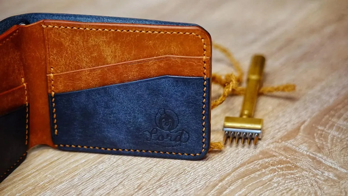 Wings 2 - Bi-fold Wallet, Navy & Cognac, photo 4